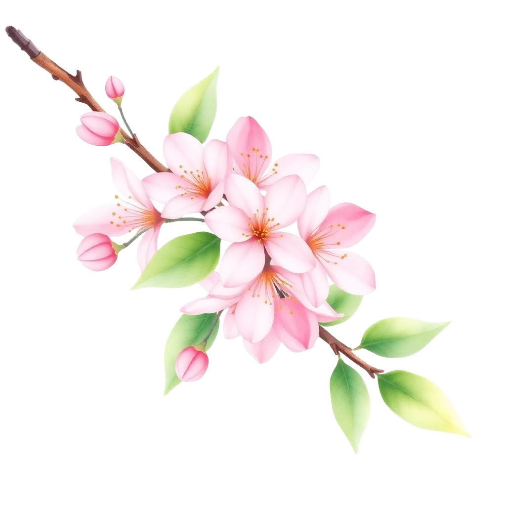 Flor de cerejeira em aquarela